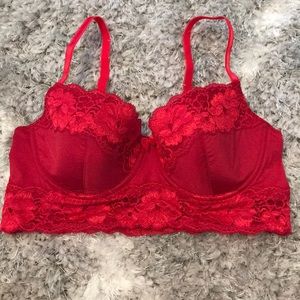 Red bustier bra